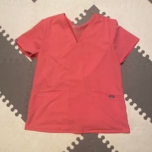 Figs Hot Coral scrub top